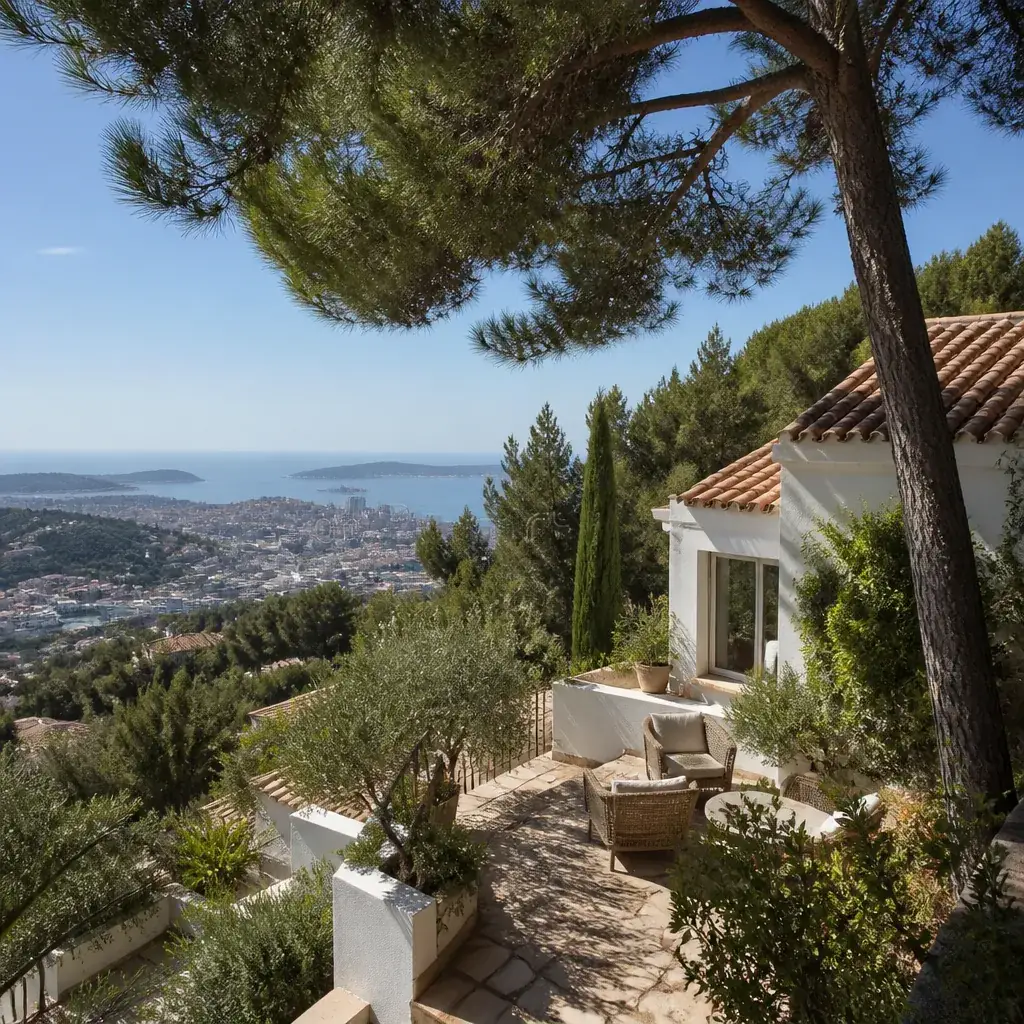 Villa avec vue sur la rade depuis les hauteurs de Toulon